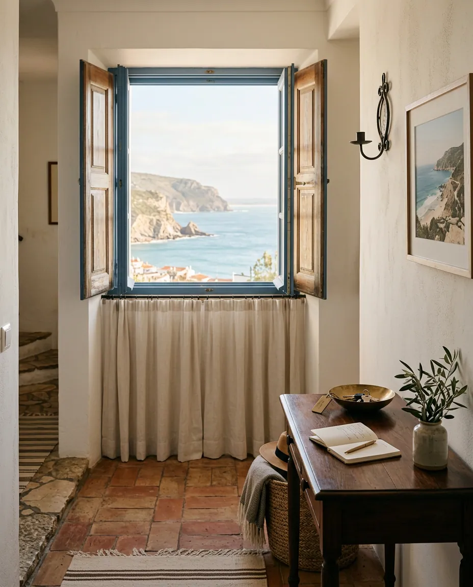 Portuguese coastal home interior prepared and checked for an absent owner